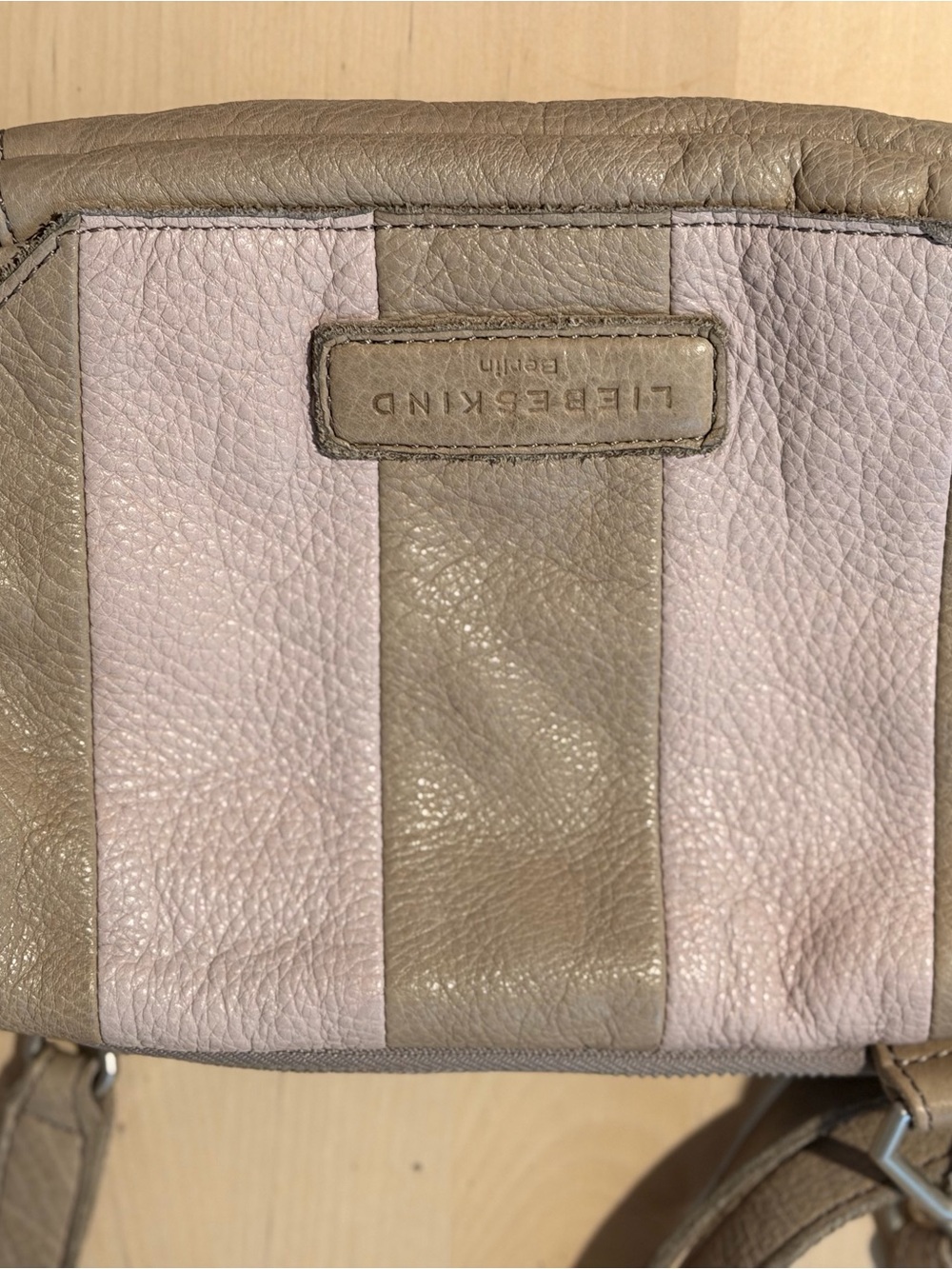 Liebeskind Two-Tone Pink and Taupe Leather Crossbody Bag
